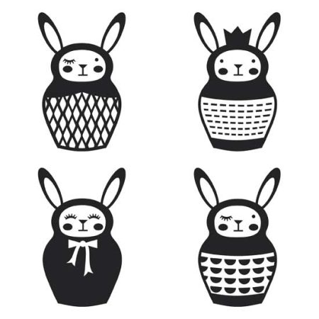 Bunny Babooshka Black and White