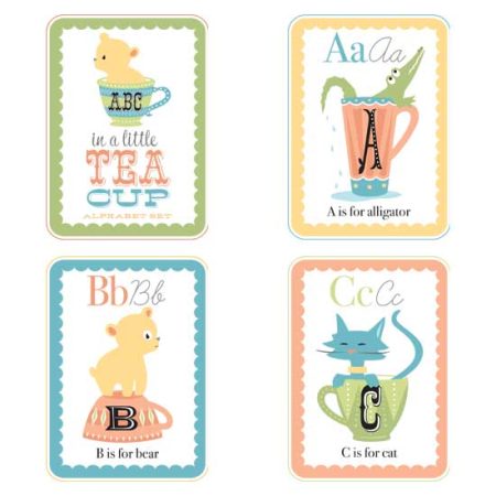 Little Teacups Alphabet Cards Boy