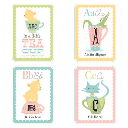 Little Teacups Alphabet Cards Girl