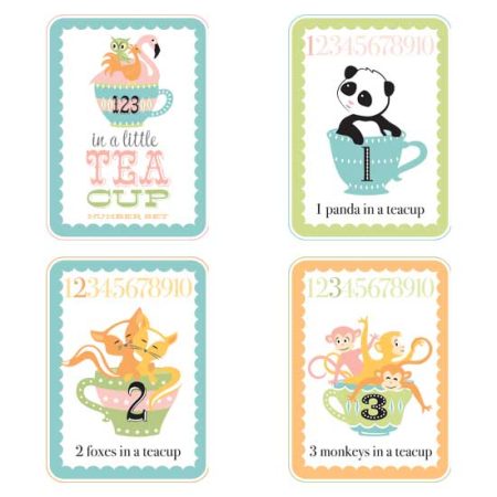 Little Teacups Number Cards Girl